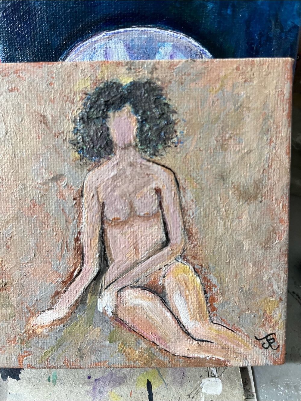 Abstract Mini Nude Figure Canvas Art - Neutral Tones